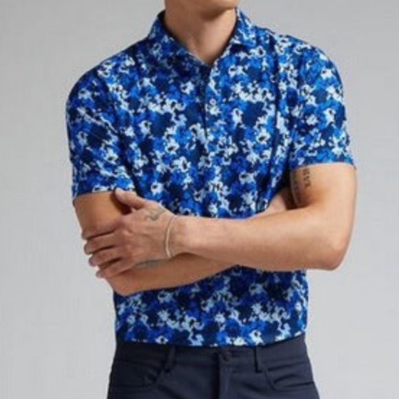 G/Fore Camo Floral Tech Piqué Polo Racer - Picture 1 of 8